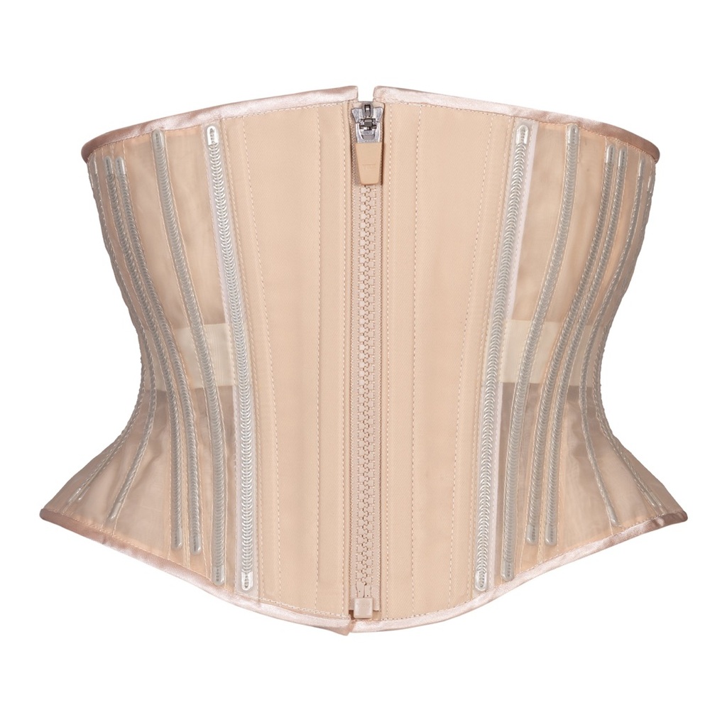 New Timeless Trends Beige Fine Mesh No Line Hourglass Corset Size 24 Short